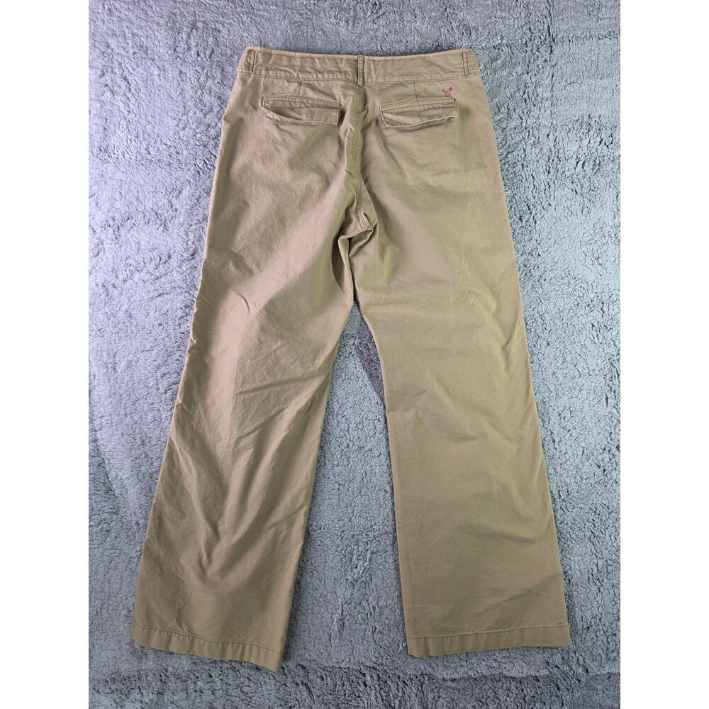 American Eagle Pants Size 12 Khaki Wide Leg Button Detail Preppy Y2K 90s Sailor - Picture 3 of 12